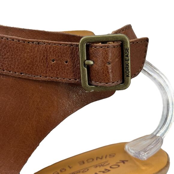 Kork Ease Comfort Wedge Sandal Peep Toe Ankle Wrap Women’s SZ 10 Brown Leather - Picture 6 of 12